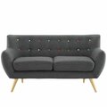 Primewir Remark Loveseat in Tufted Gray Fabric with Natural Finish Wood Legs EEI-1632-GRY